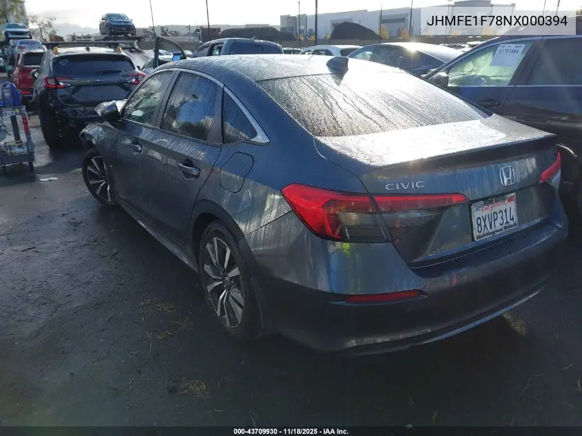 JHMFE1F78NX000394 2022 Honda Civic Ex