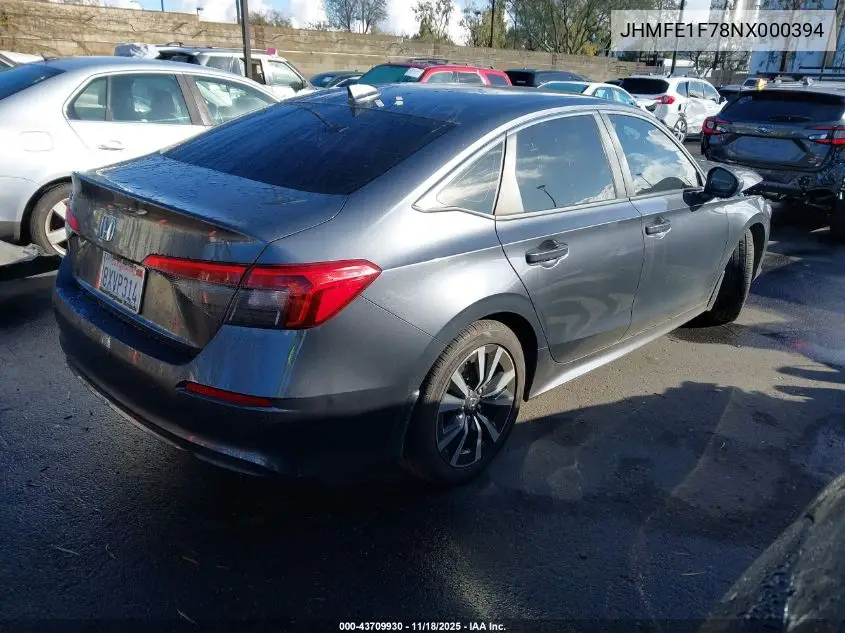 JHMFE1F78NX000394 2022 Honda Civic Ex