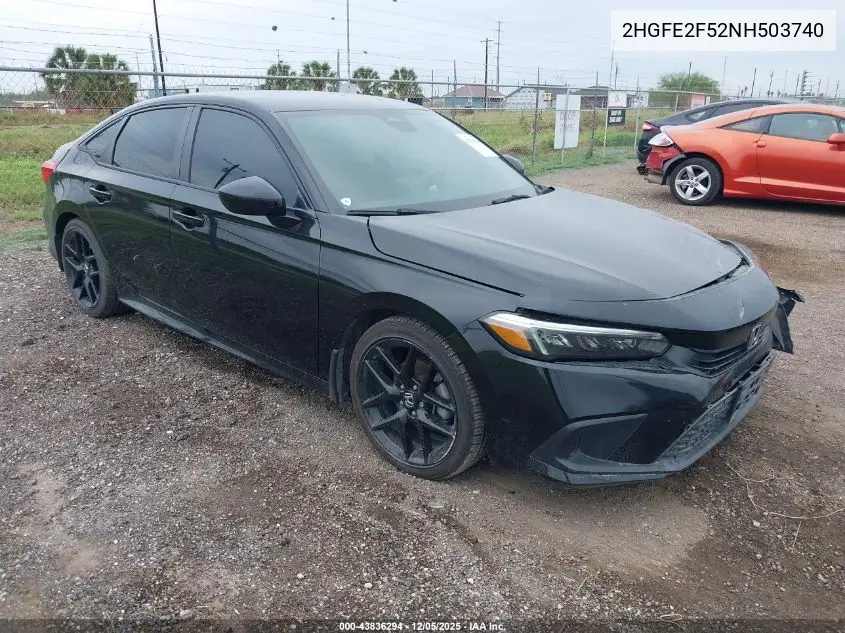 2HGFE2F52NH503740 2022 Honda Civic Sport