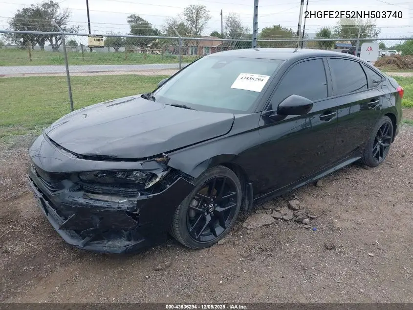 2HGFE2F52NH503740 2022 Honda Civic Sport