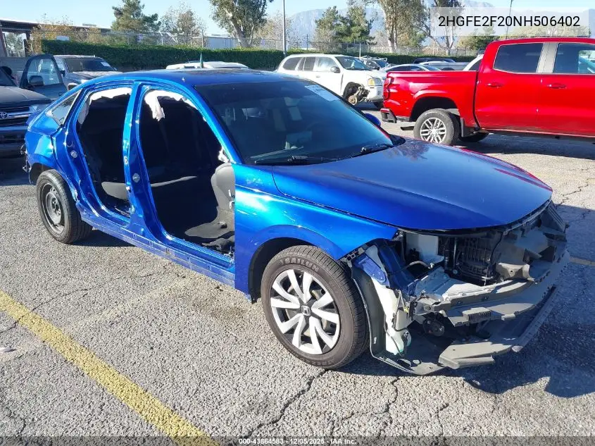 2HGFE2F20NH506402 2022 Honda Civic Lx