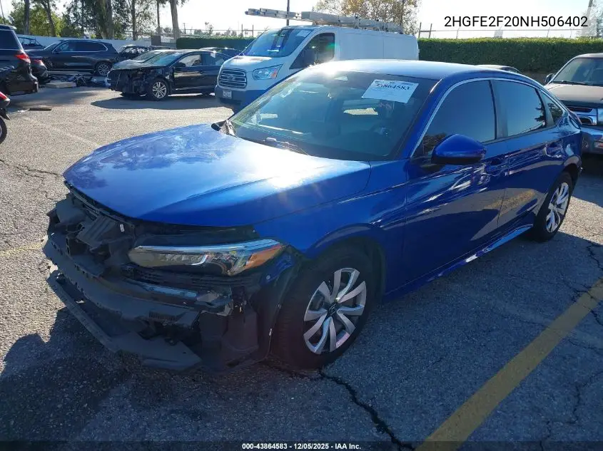 2HGFE2F20NH506402 2022 Honda Civic Lx