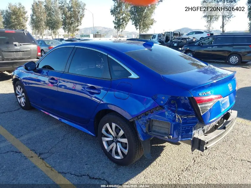 2HGFE2F20NH506402 2022 Honda Civic Lx