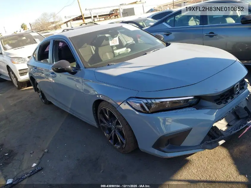 19XFL2H83NE010852 2022 Honda Civic Sport