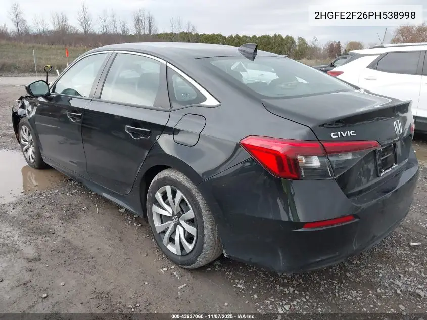 2HGFE2F26PH538998 2023 Honda Civic Lx