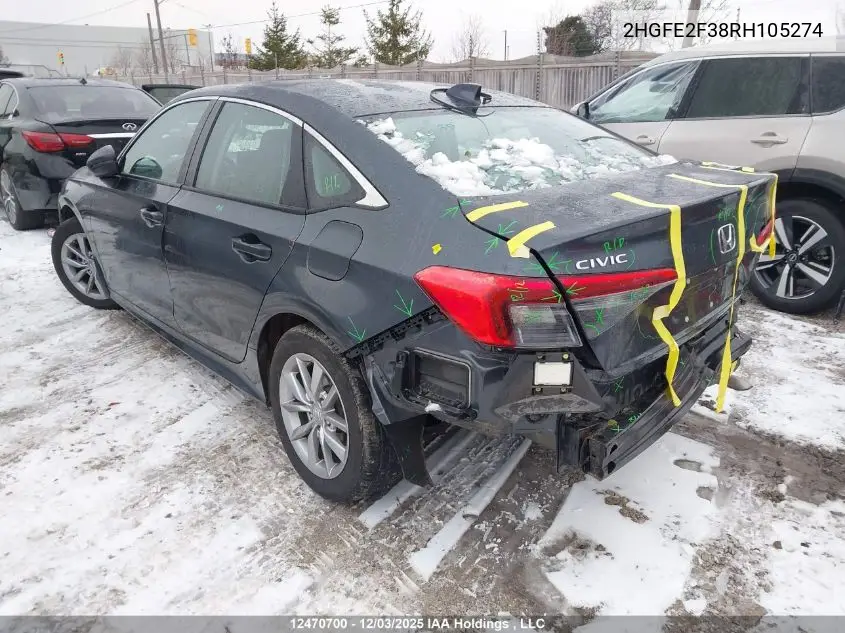 2HGFE2F38RH105274 2024 Honda Civic Ex 4Dr