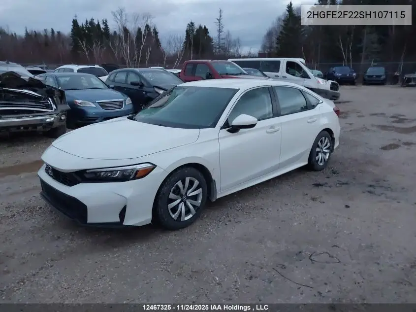 2HGFE2F22SH107115 2025 Honda Civic Lx