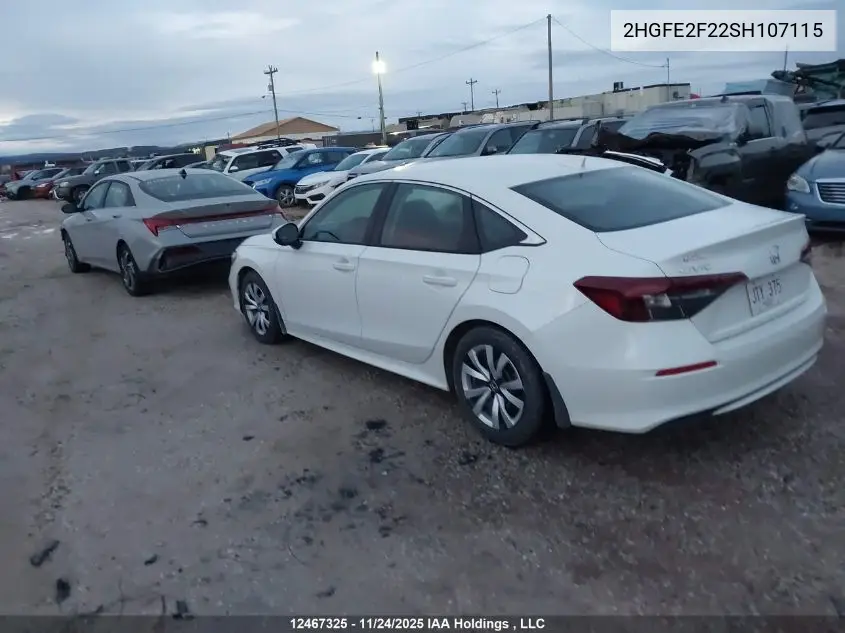 2HGFE2F22SH107115 2025 Honda Civic Lx