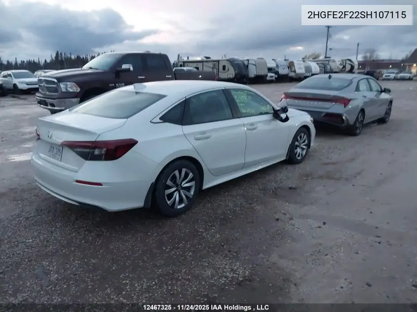 2HGFE2F22SH107115 2025 Honda Civic Lx