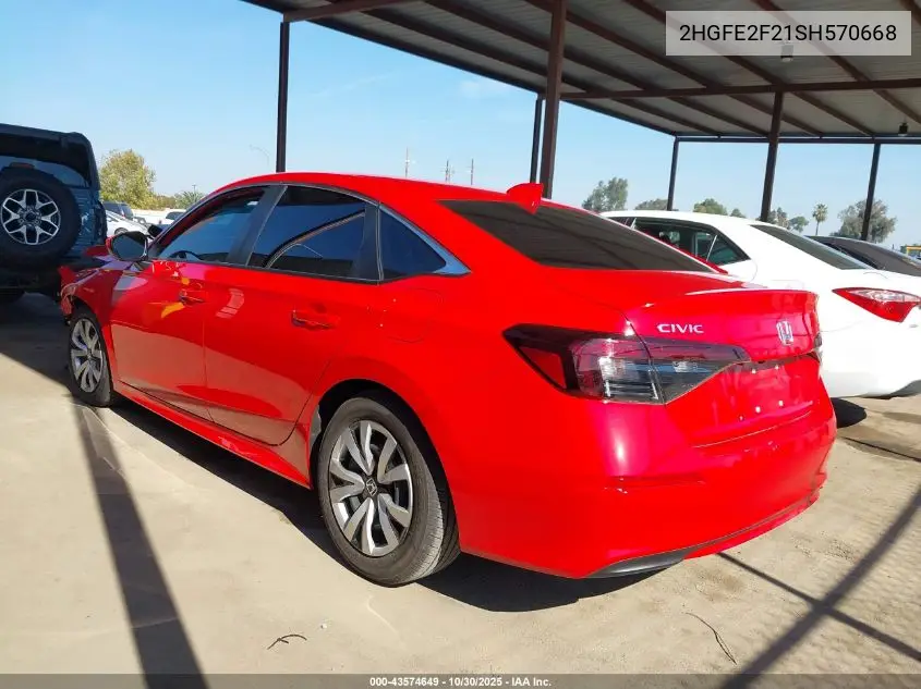 2HGFE2F21SH570668 2025 Honda Civic Lx