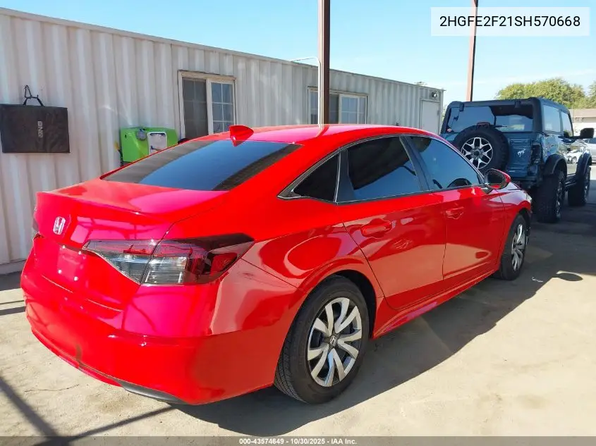 2HGFE2F21SH570668 2025 Honda Civic Lx