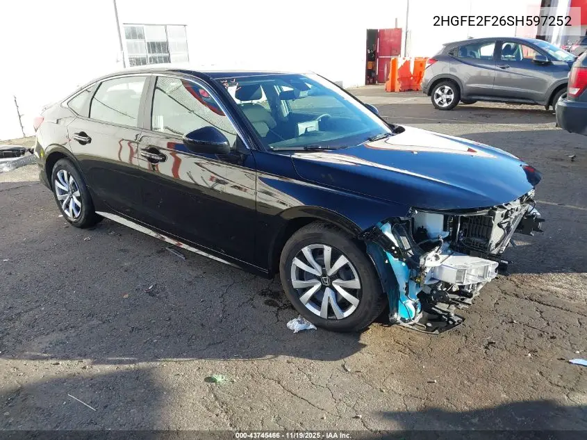 2HGFE2F26SH597252 2025 Honda Civic Lx