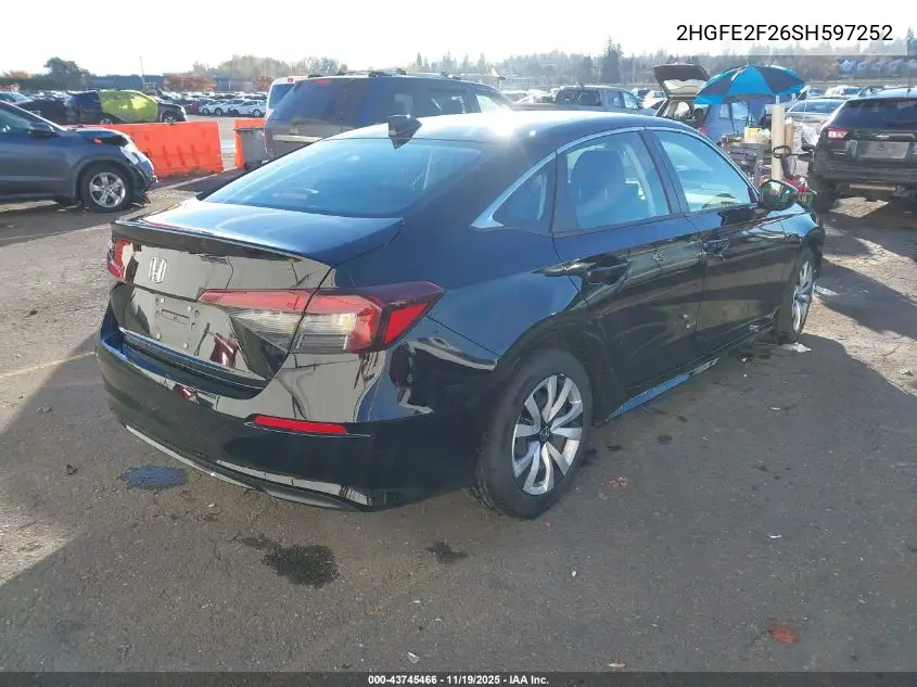 2HGFE2F26SH597252 2025 Honda Civic Lx