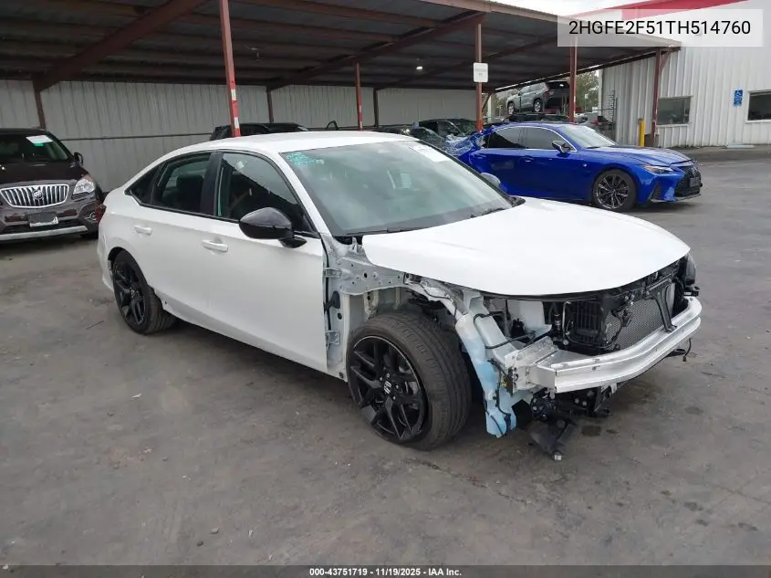 2HGFE2F51TH514760 2026 Honda Civic Sport