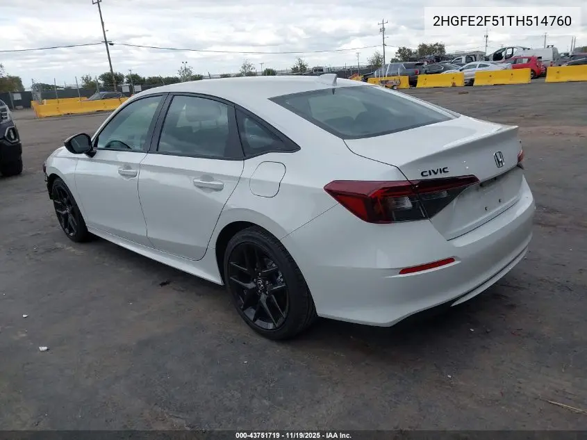 2HGFE2F51TH514760 2026 Honda Civic Sport