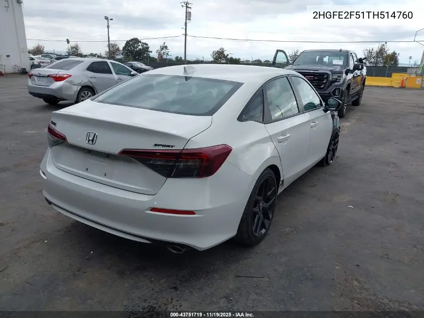 2HGFE2F51TH514760 2026 Honda Civic Sport