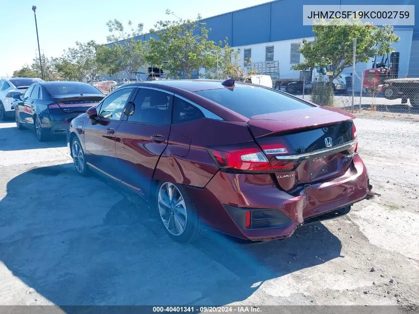 JHMZC5F19KC002759 2019 Honda Clarity Plug-In Hybrid