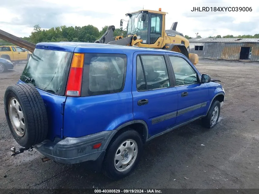 2000 Honda Cr-V Lx VIN: JHLRD184XYC039006 Lot: 40380529