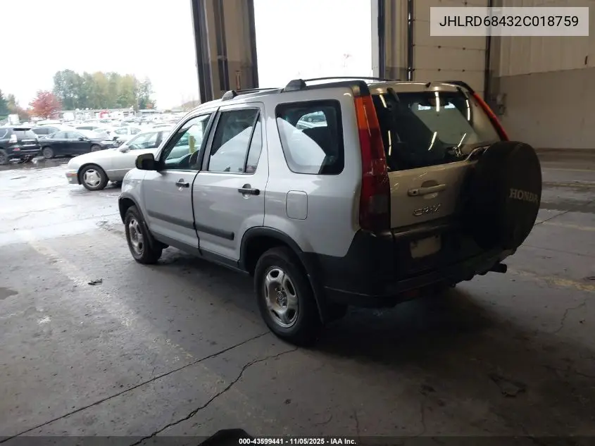 JHLRD68432C018759 2002 Honda Cr-V Lx