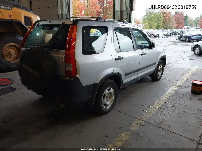 JHLRD68432C018759 2002 Honda Cr-V Lx