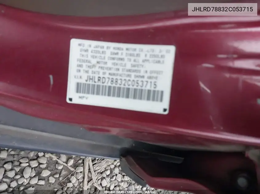 JHLRD78832C053715 2002 Honda Cr-V Ex