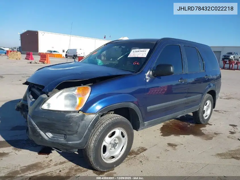 JHLRD78432C022218 2002 Honda Cr-V Lx