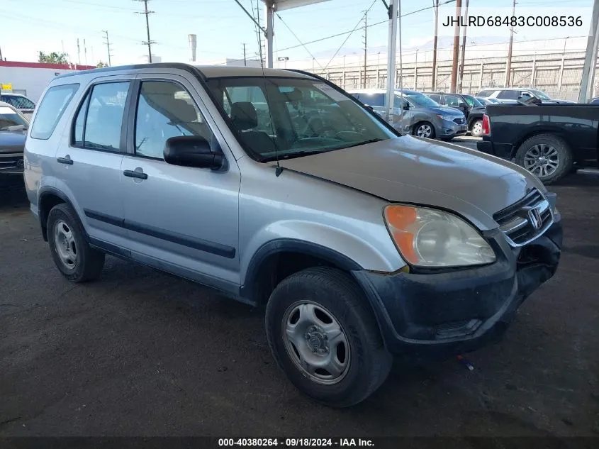 2003 Honda Cr-V Lx VIN: JHLRD68483C008536 Lot: 40380264