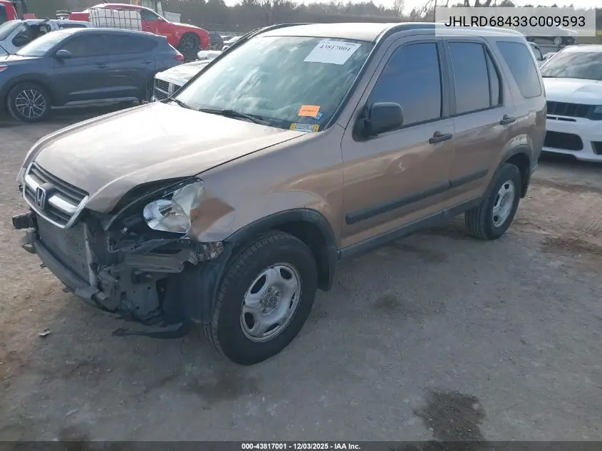 JHLRD68433C009593 2003 Honda Cr-V Lx