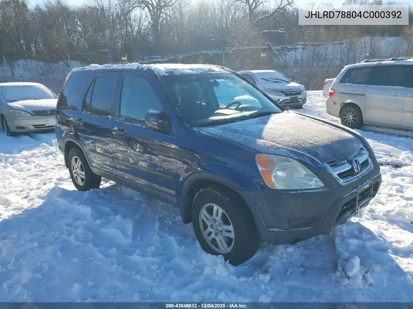 JHLRD78804C000392 2004 Honda Cr-V Ex