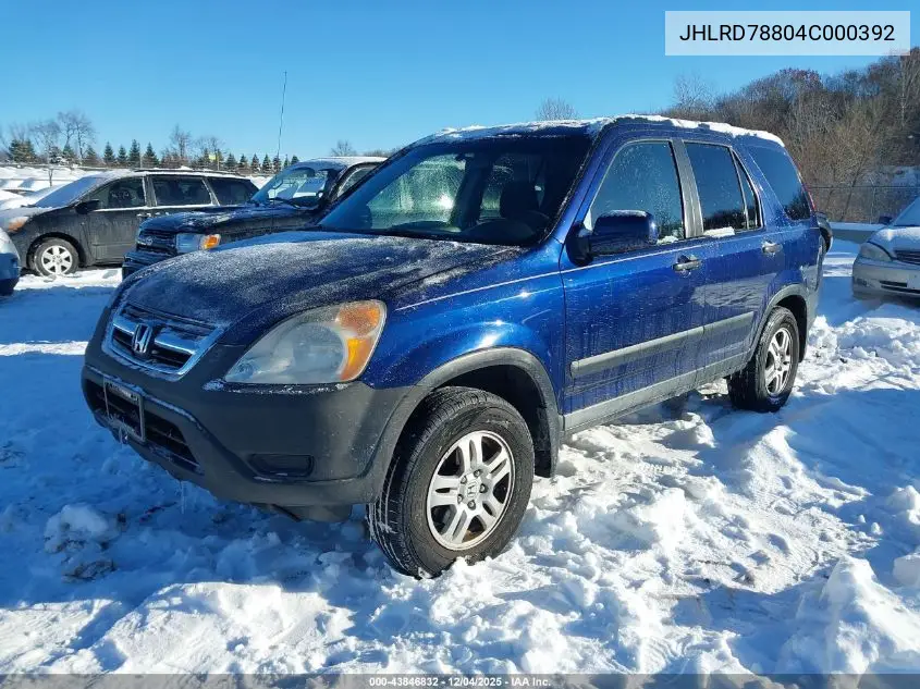JHLRD78804C000392 2004 Honda Cr-V Ex
