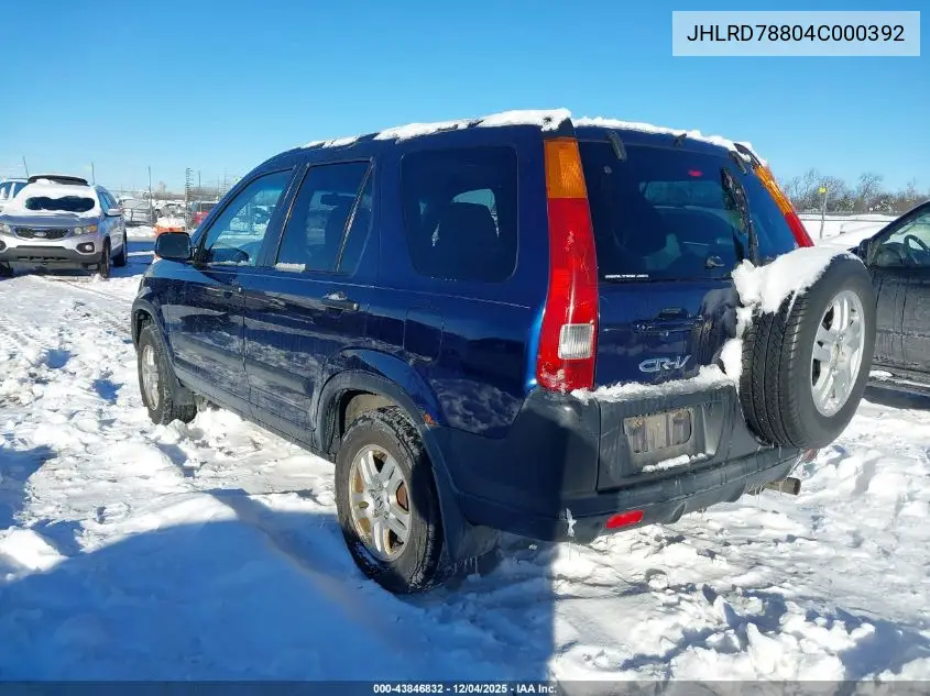 JHLRD78804C000392 2004 Honda Cr-V Ex