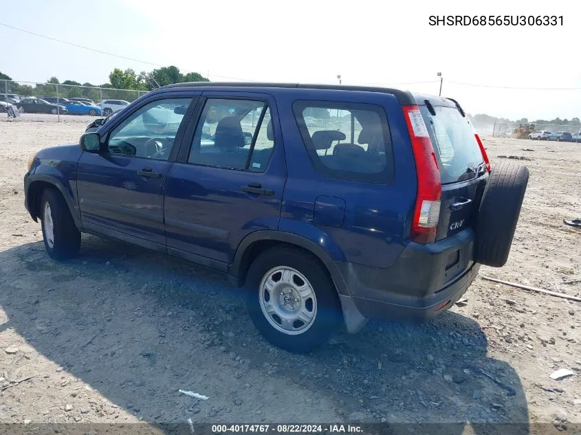 2005 Honda Cr-V Lx VIN: SHSRD68565U306331 Lot: 40174767