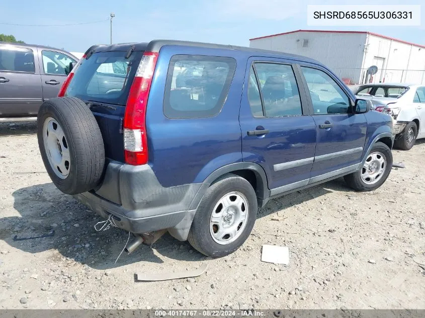 2005 Honda Cr-V Lx VIN: SHSRD68565U306331 Lot: 40174767