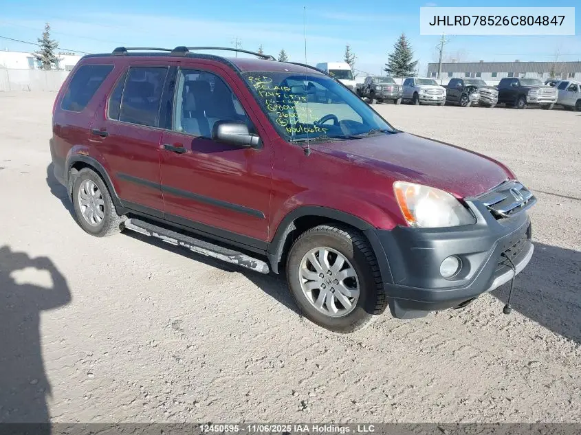 JHLRD78526C804847 2006 Honda Cr-V Lx