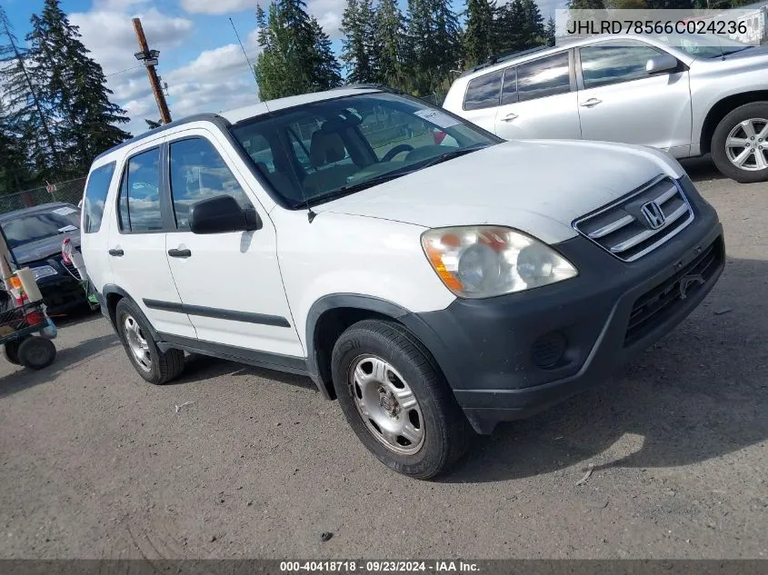 2006 Honda Cr-V Lx VIN: JHLRD78566C024236 Lot: 40418718