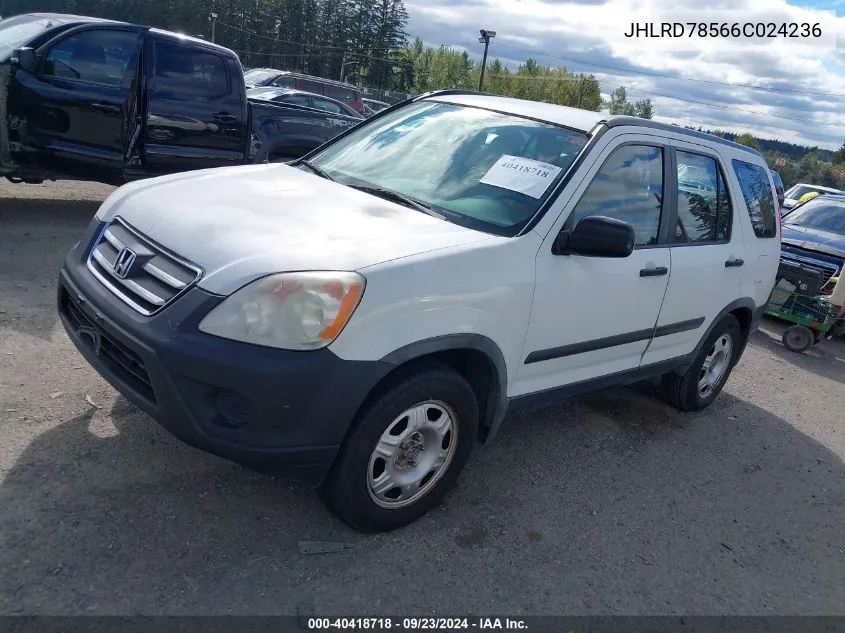 2006 Honda Cr-V Lx VIN: JHLRD78566C024236 Lot: 40418718