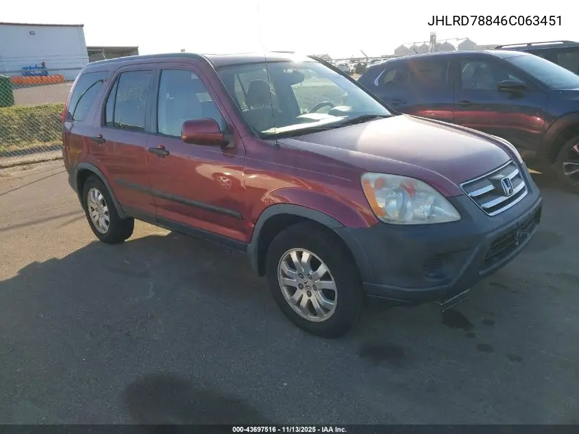 JHLRD78846C063451 2006 Honda Cr-V Ex