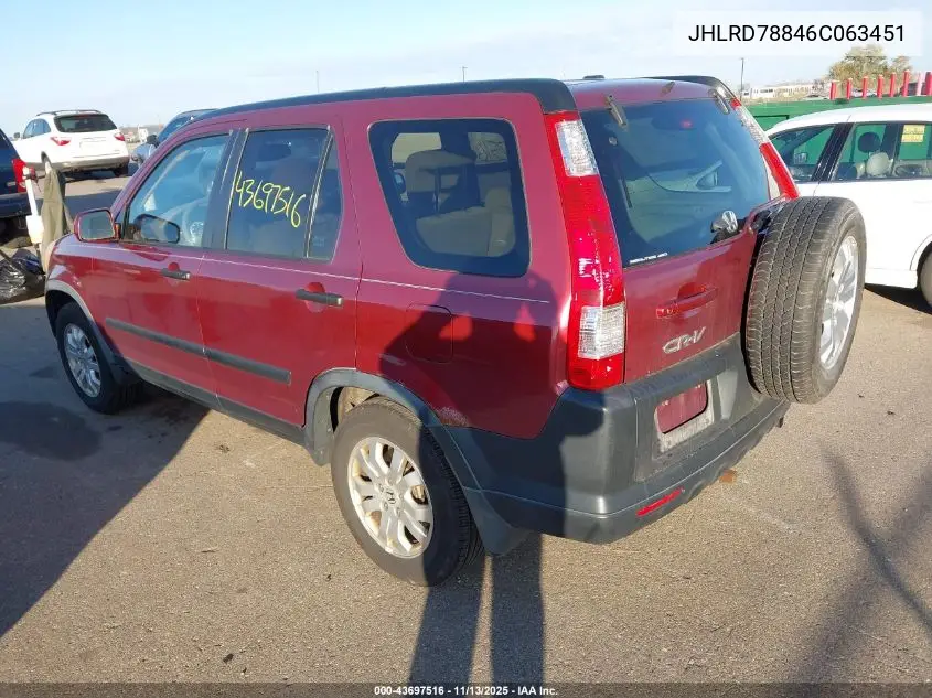 JHLRD78846C063451 2006 Honda Cr-V Ex