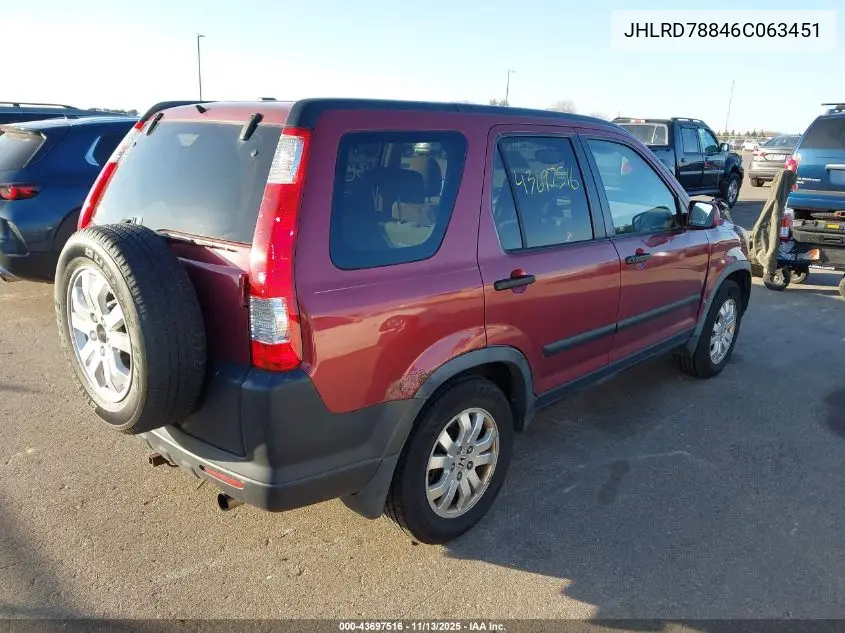 JHLRD78846C063451 2006 Honda Cr-V Ex