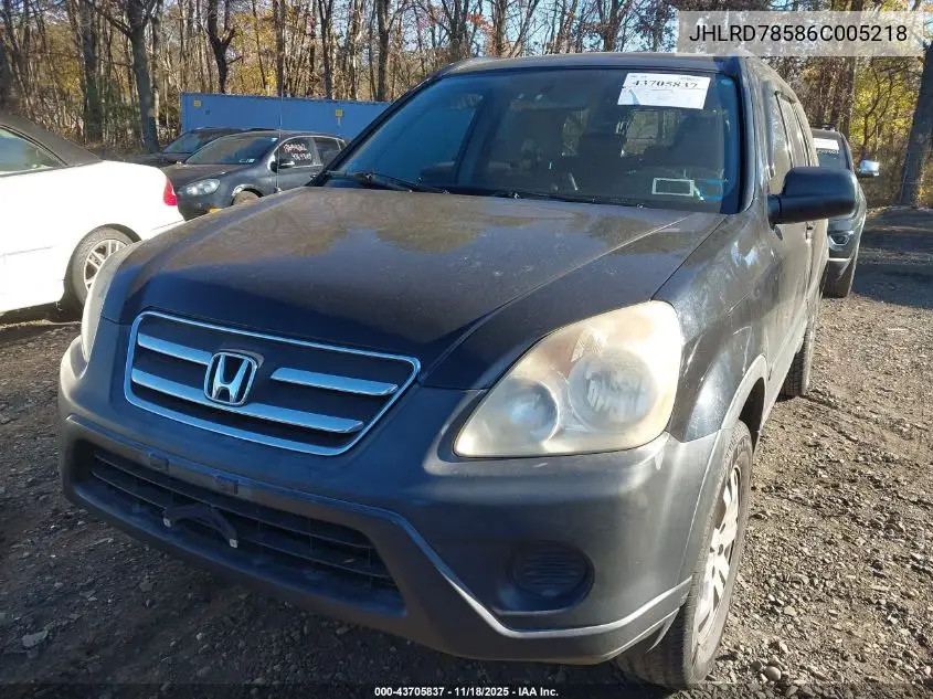 JHLRD78586C005218 2006 Honda Cr-V Lx