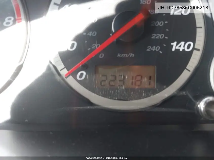 JHLRD78586C005218 2006 Honda Cr-V Lx