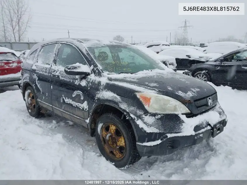 5J6RE483X8L815762 2008 Honda Cr-V Lx
