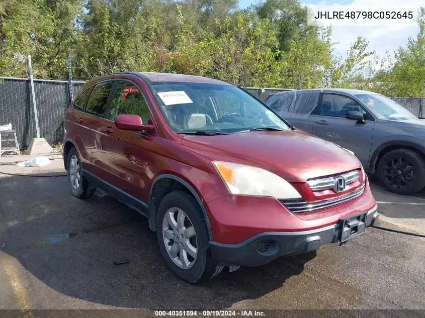 2008 Honda Cr-V Ex-L VIN: JHLRE48798C052645 Lot: 40351594