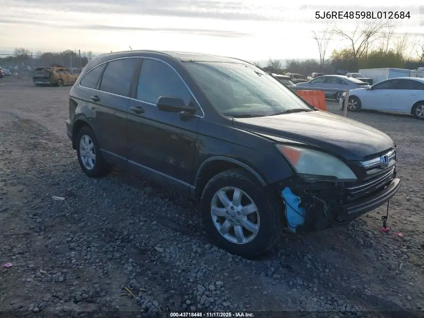5J6RE48598L012684 2008 Honda Cr-V Ex