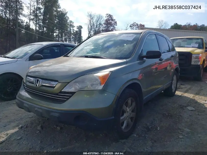 JHLRE38558C037424 2008 Honda Cr-V Ex