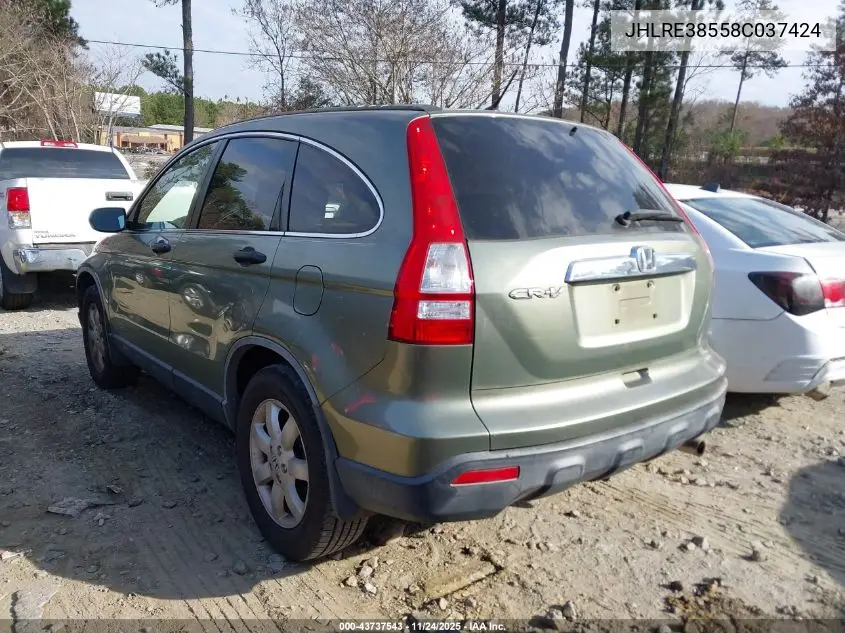 JHLRE38558C037424 2008 Honda Cr-V Ex