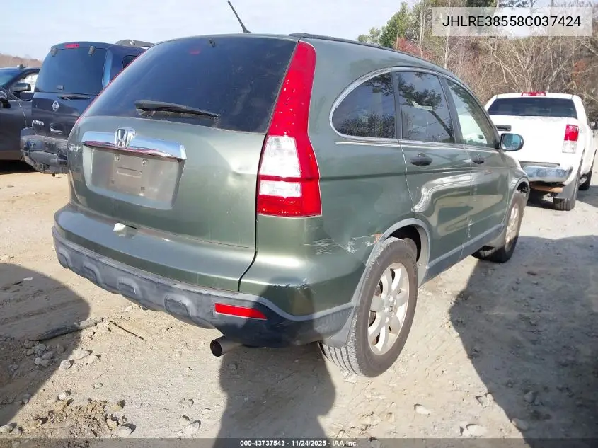 JHLRE38558C037424 2008 Honda Cr-V Ex