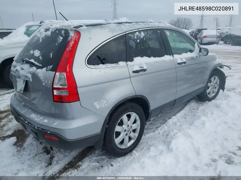 JHLRE48598C020891 2008 Honda Cr-V Ex
