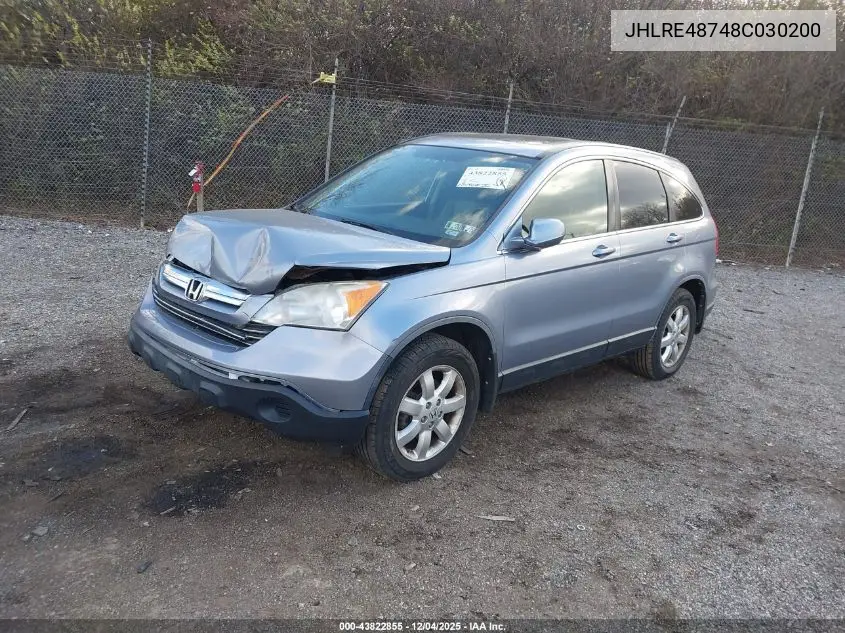 JHLRE48748C030200 2008 Honda Cr-V Ex-L