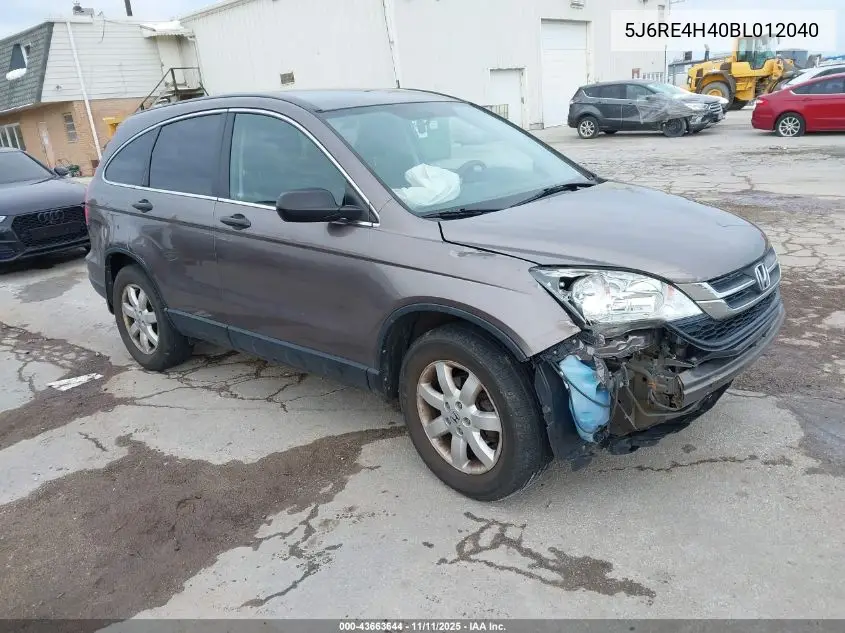5J6RE4H40BL012040 2011 Honda Cr-V Se